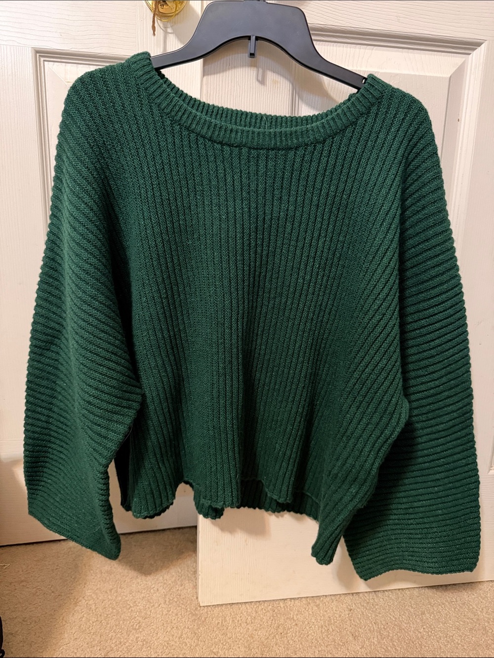 Women's Forest Green Ribbed Knit Sweater